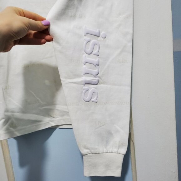 HTF NEW ADVISORY BOARD CRYSTALS Abc Crew Neck Long Sleeve Glitter-Print Tshirt - Picture 5 of 16